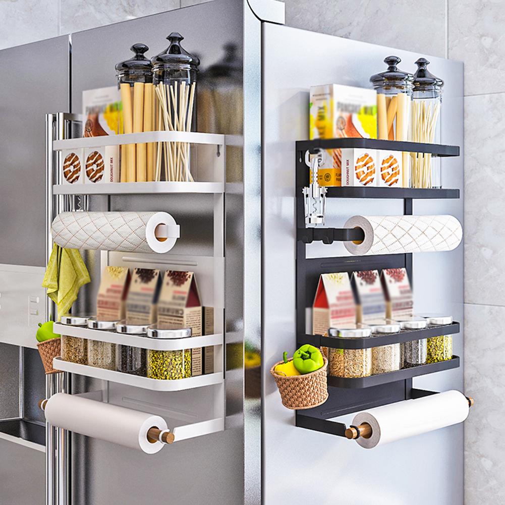 Magnetic refrigerator side shelf kitchen – black white color options detail