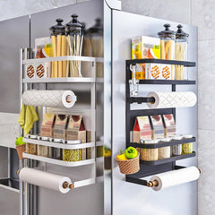 Magnetic refrigerator side shelf kitchen – black white color options detail