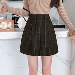 Woolen Skirt Women's Winter New Woolen Line Skirt High Waist Anti-exposure Shorts