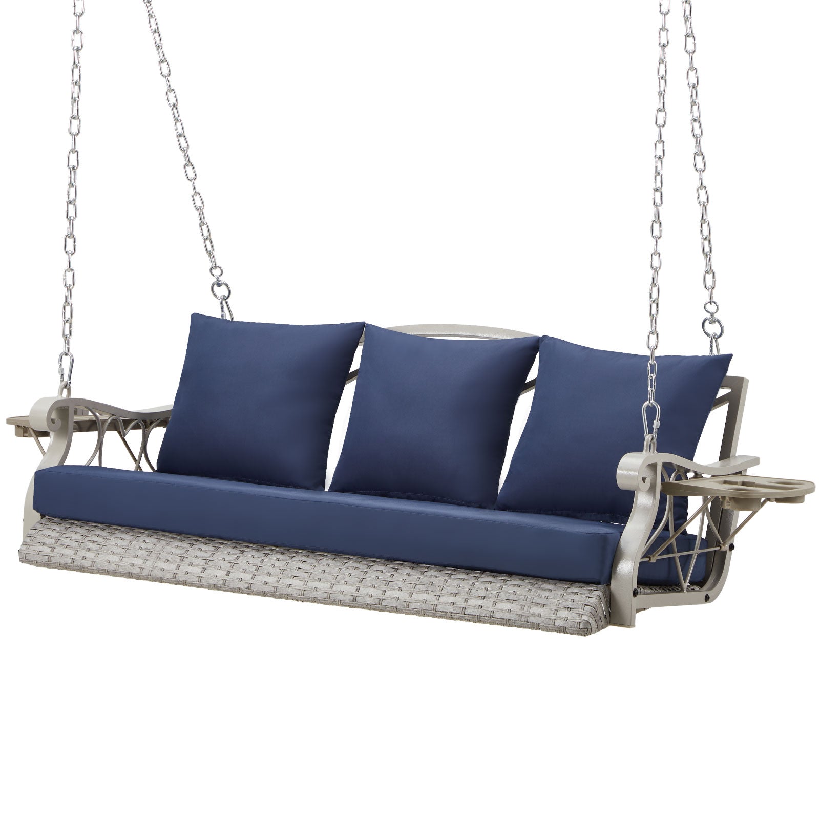 Outdoor porch swing with cushions – family gathering outdoor use