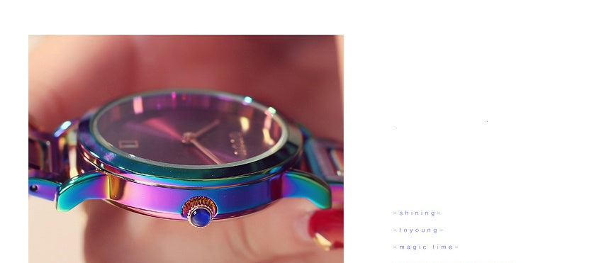 Fashionable And Minimalist Colored Steel Strip Women's Watch