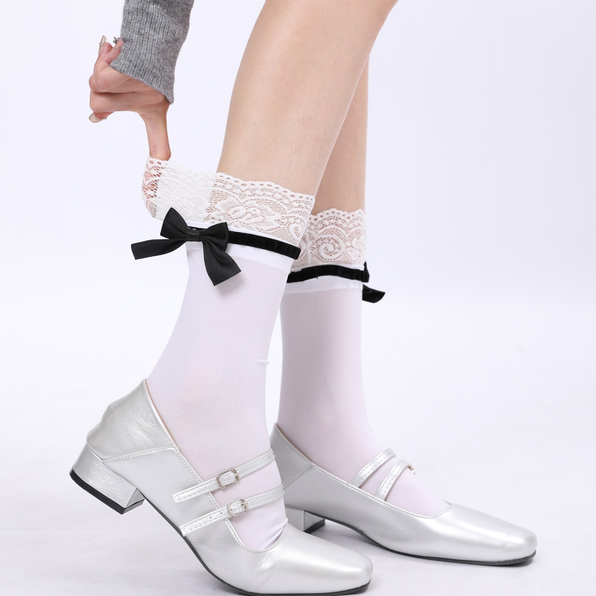 Japanese Jk Bowknot Sweet Lace Lolita Socks Mid-calf