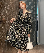 New Korean Style Popular Super Fairy Mid-length Print Retro Skirt