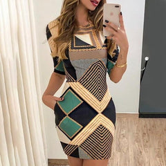 Close Fitting Print Dress