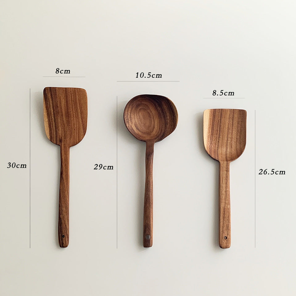 Teak wood cooking spatula kitchen utensil – stir fry saute flip cooking