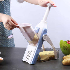5-in-1 vegetable cutter slicer – shred slice cut grind wave functions