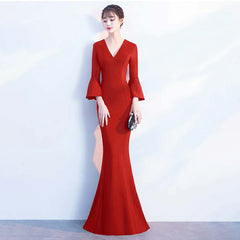 Elegant White Fishtail Slim Sexy Evening Wear