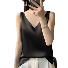 Sling Vest Inner Match Satin Silky Base Loose Sleeveless Top