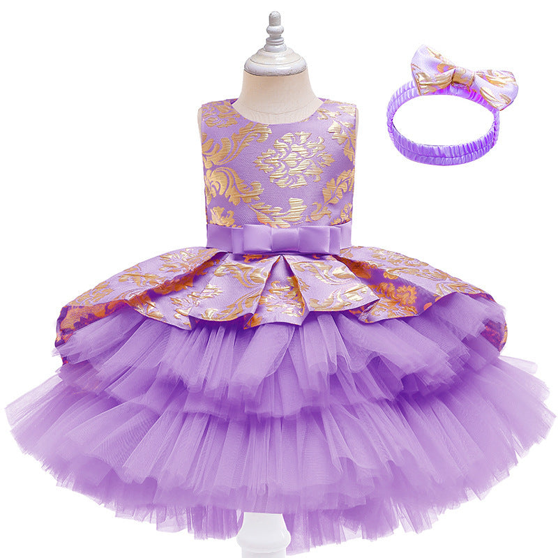 European And American New Girls' Sleeveless Mesh Puffy Dress