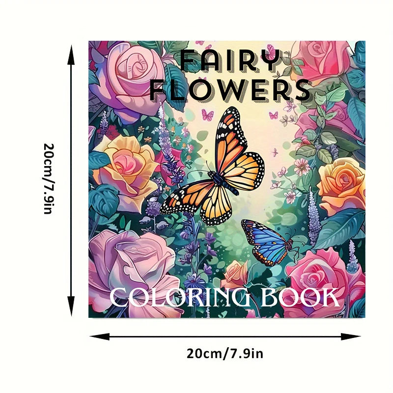 Adult coloring book for stress relief – enchanting fairy illustration page
