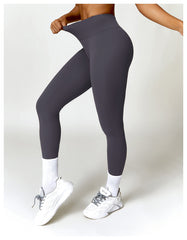 Belly Contracting Hip Lifting Brushed High Waist Yoga Pants