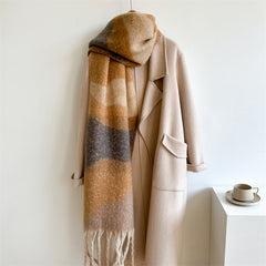 Scarf Simple Color Stitching Thickened Warm