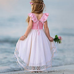 918 small fly sleeve child dress female irregular Fan Lou