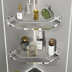 Acrylic bathroom shelf space aluminum – 3 layer triple storage option