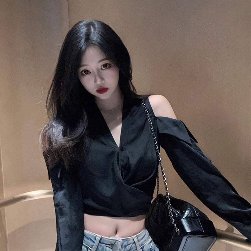 Hollow strapless white sunscreen shirt women