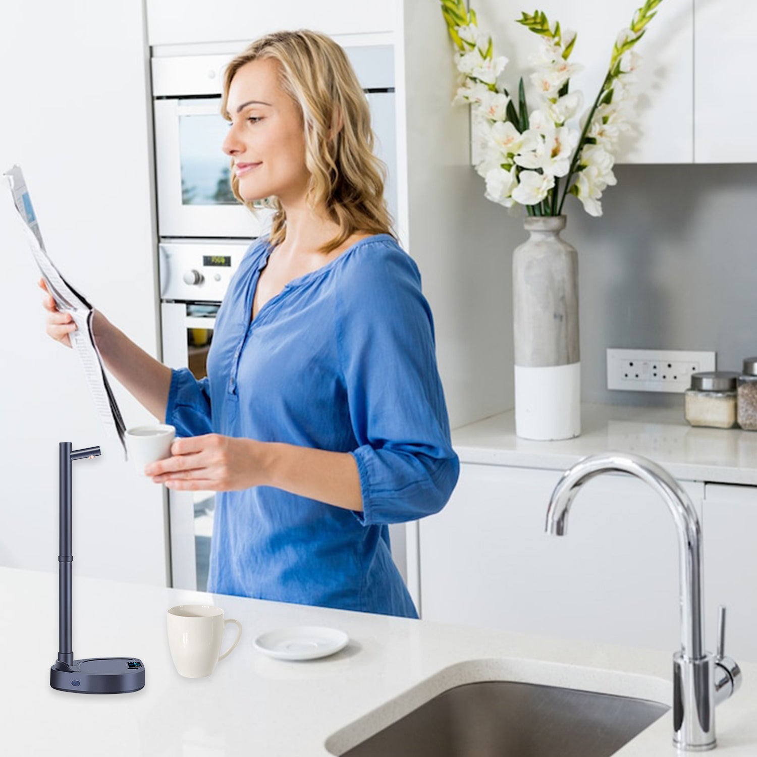 Rechargeable water dispenser pump – food-grade silicone hose close-up