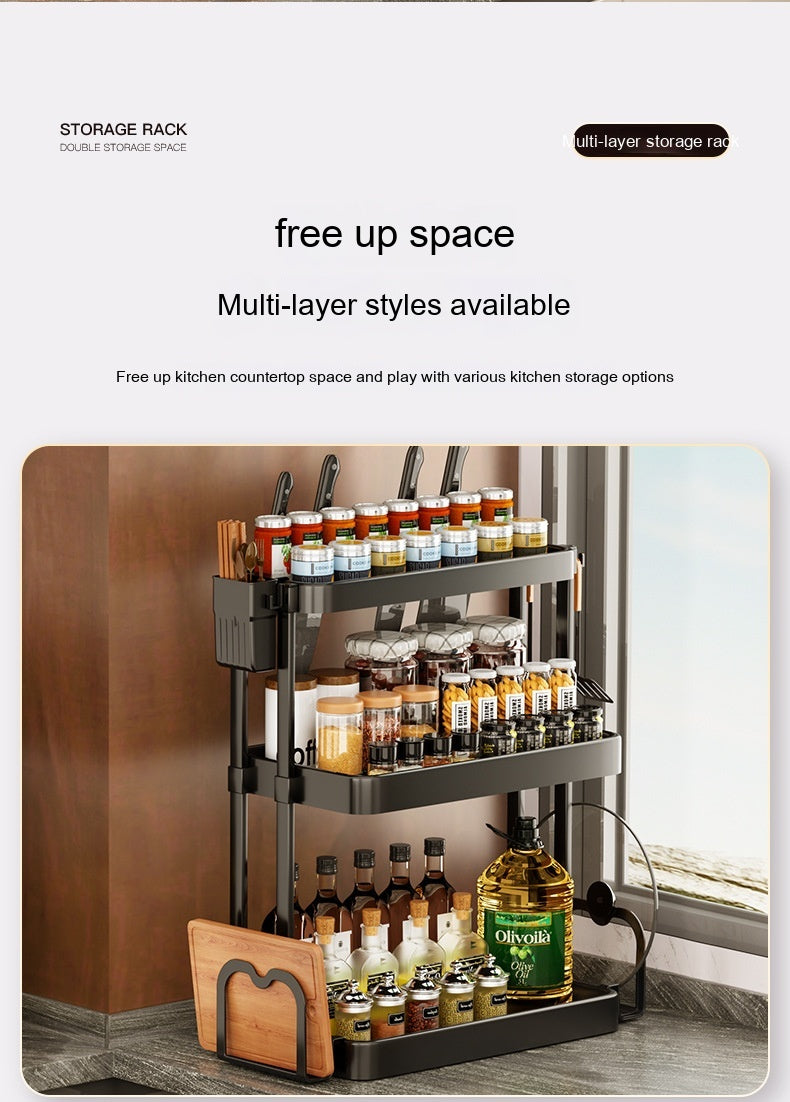Kitchen seasoning rack multi-layer storage – small kitchen apartment use