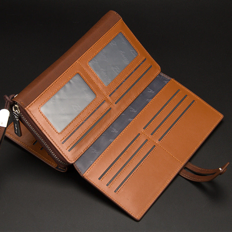 Large capacity wallet handbag for men – premium leather close-up detail