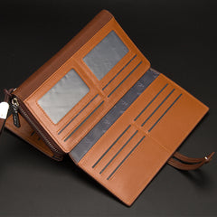 Large capacity wallet handbag for men – premium leather close-up detail