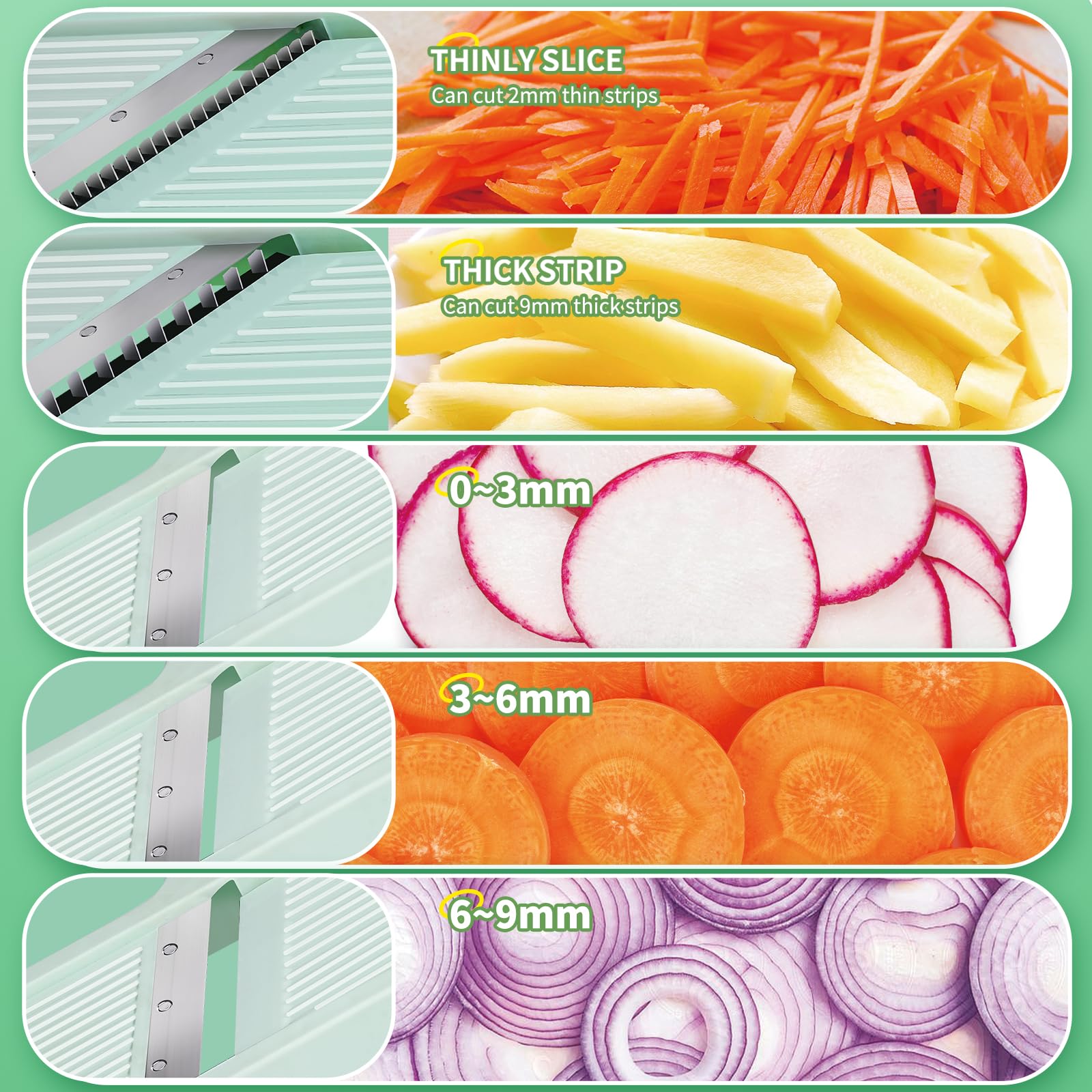 Mandoline vegetable slicer julienne grater – 304 stainless steel blade detail