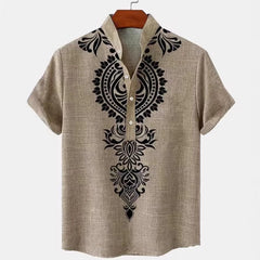 Men's Shirt Digital 3D Printing Linen Short Sleeve