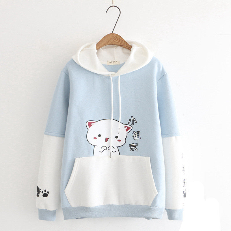 Winter childlike cartoon hooded sweater
