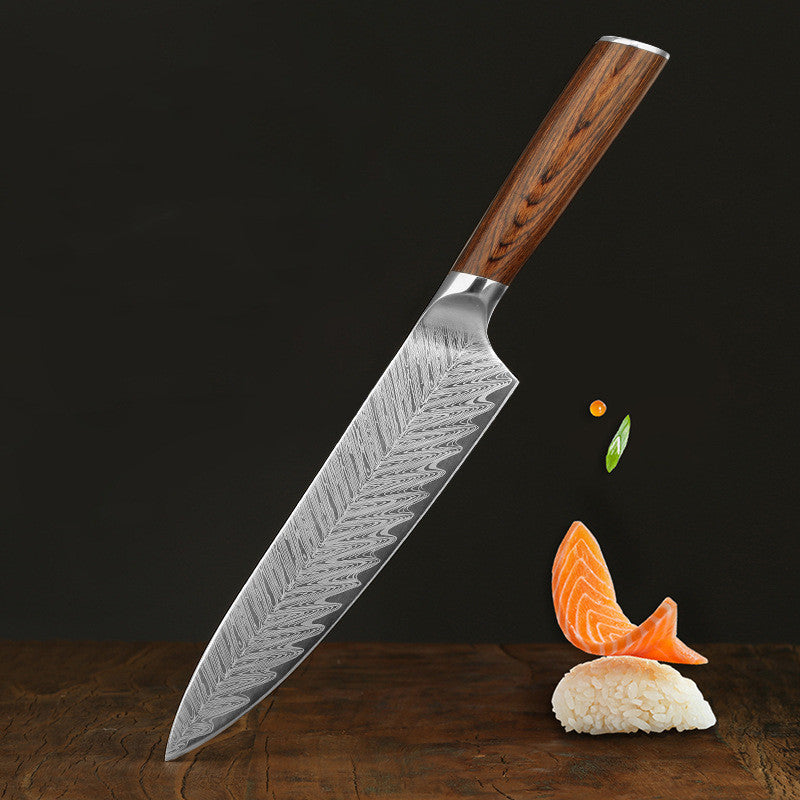 German steel kitchen knife chopper – 16° V blade non-stick cutter front view
