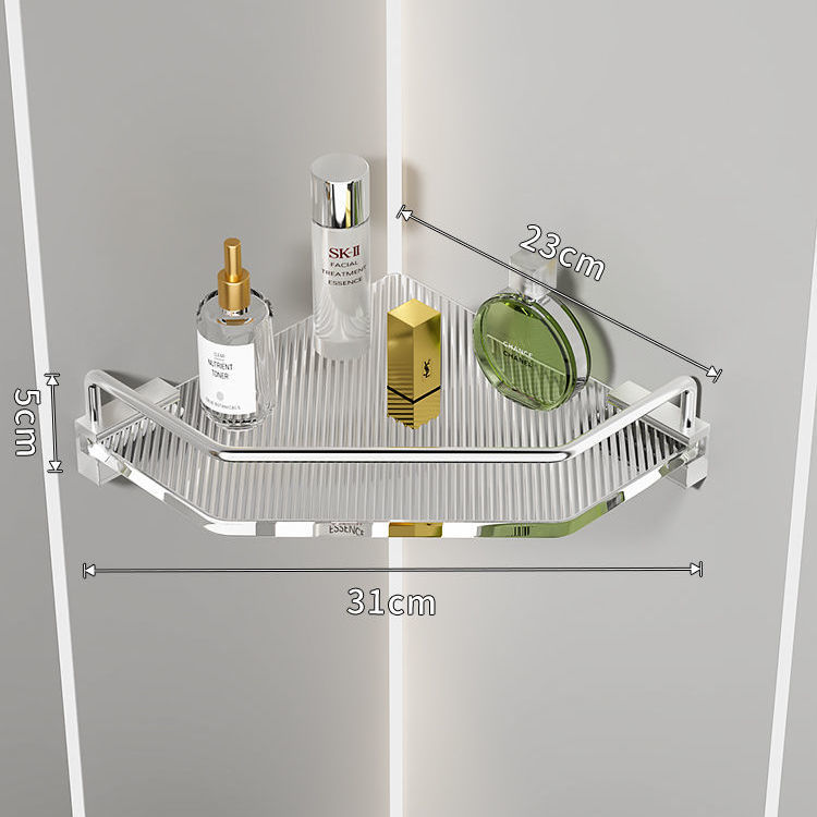 Acrylic bathroom shelf space aluminum – silver 1 layer single shelf detail