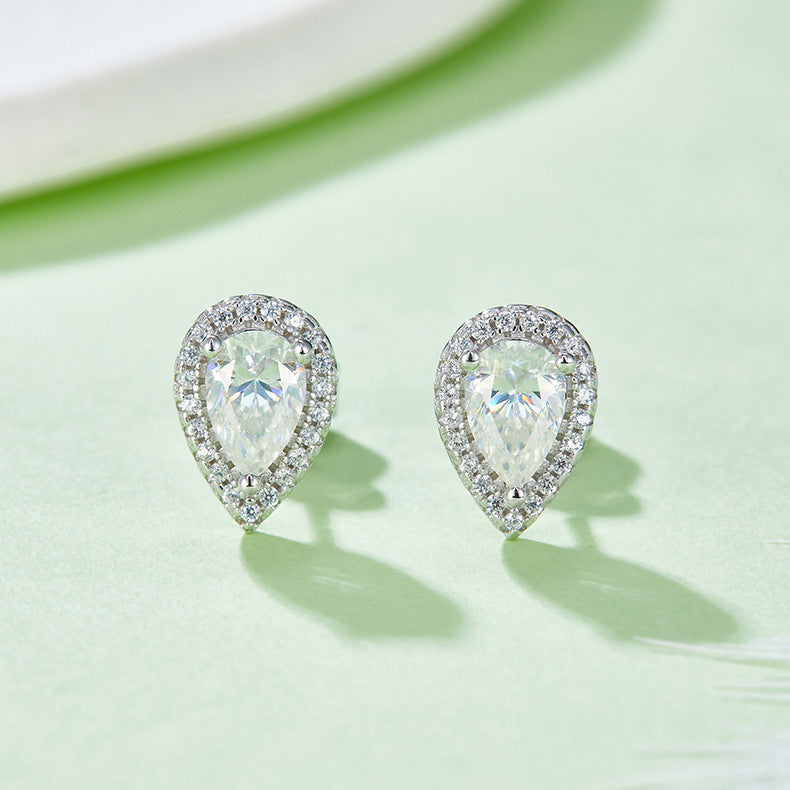 925 Silver Clavicle Chain Earrings Love Heart Suit