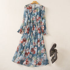 New Women's Clothing Round-neck Long-sleeved Dress With Suspenders