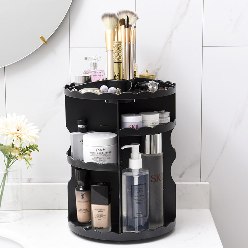 360 rotating cosmetics storage box – large capacity makeup organizer front view