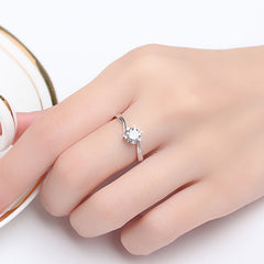 Classic twisted arm snowflake ring sterling silver plated platinum proposal marriage ring