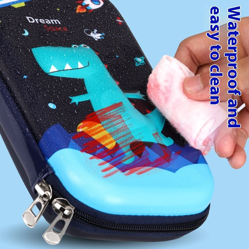 Kids pencil case large capacity – waterproof anti-fall leather detail