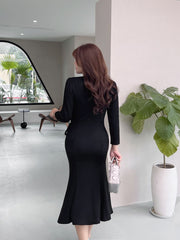 Women's V-neck Lace Up Fishtail Dress