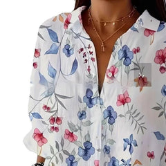 Digital Printing Women's Fashion Plus Size Lapel Long Sleeve Shirt