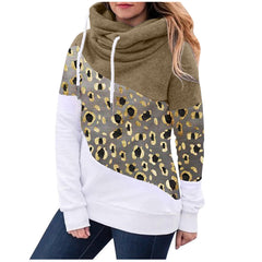 Fleece Ladies Fashion Contrast Stitching Hooded Sweater