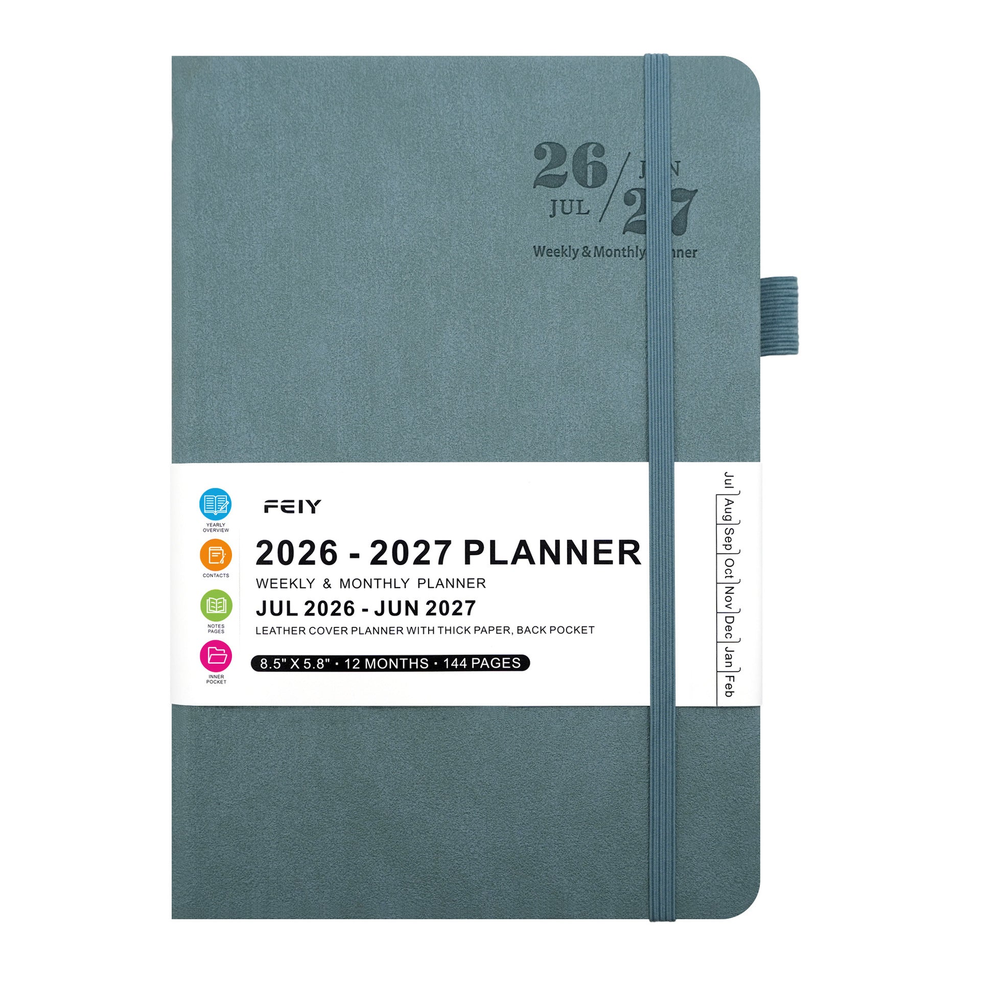 2026 2027 weekly planner notebook – faux leather cover texture detail