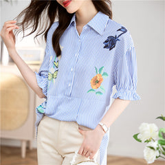 Real Shot Design Loose And Comfortable Striped Shirt