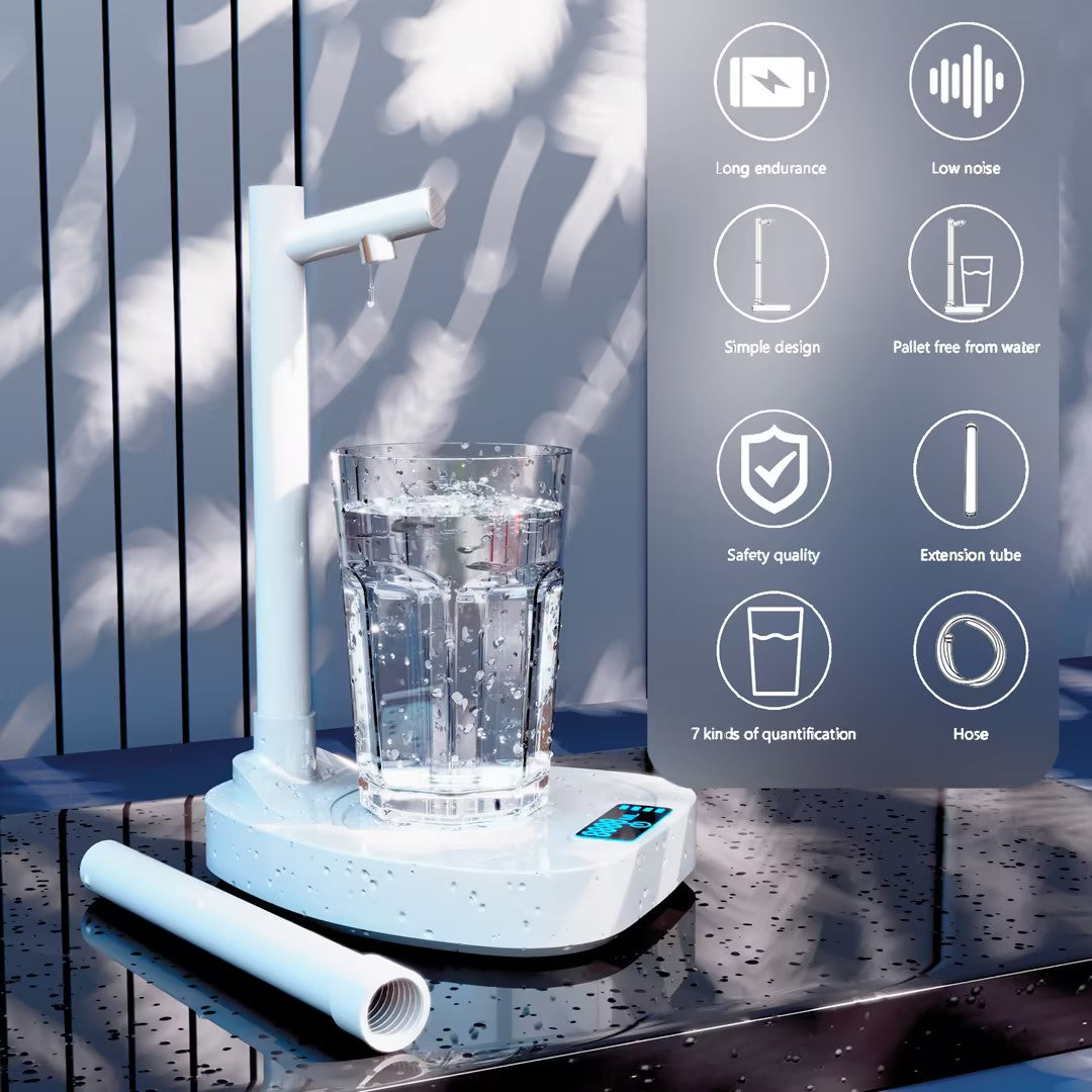 Rechargeable water dispenser pump – extension pipe taller cup setup