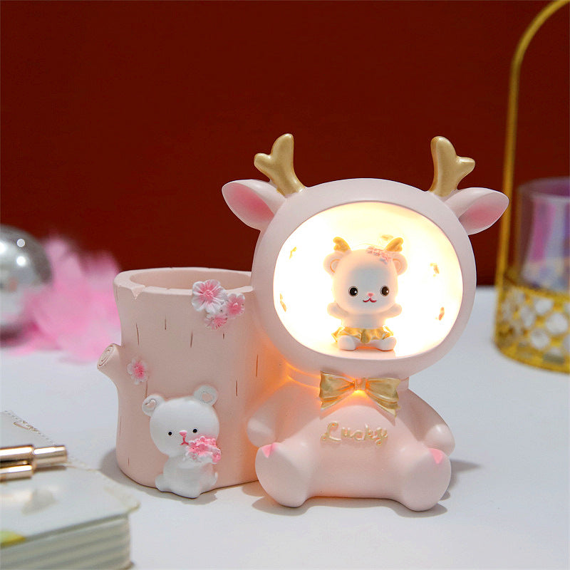 Cute resin pen holder desk decoration – cartoon dream series front view