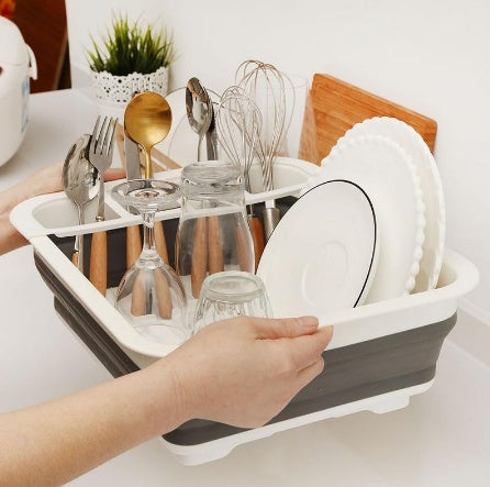 Folding kitchen dish drying rack – retractable foldable flat storage