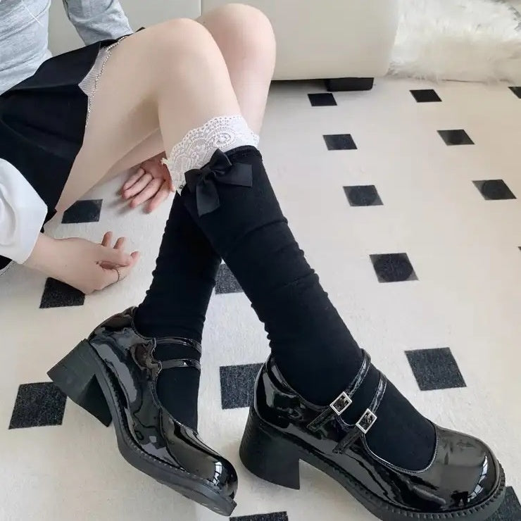 Japanese Jk Bowknot Sweet Lace Lolita Socks Mid-calf