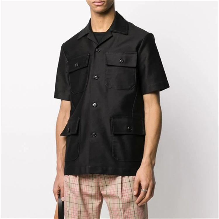 Summer Trend Men's Shirts Korean Style Personalized Hairstyle Short Sleeves