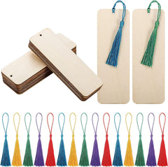 Wooden blank bookmarks set – natural wood rectangular DIY craft detail