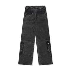 Distressed Heavy Washed Multi-pocket Jeans
