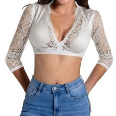 Women's Halloween White Base Lace Stitching Small Shirt Top