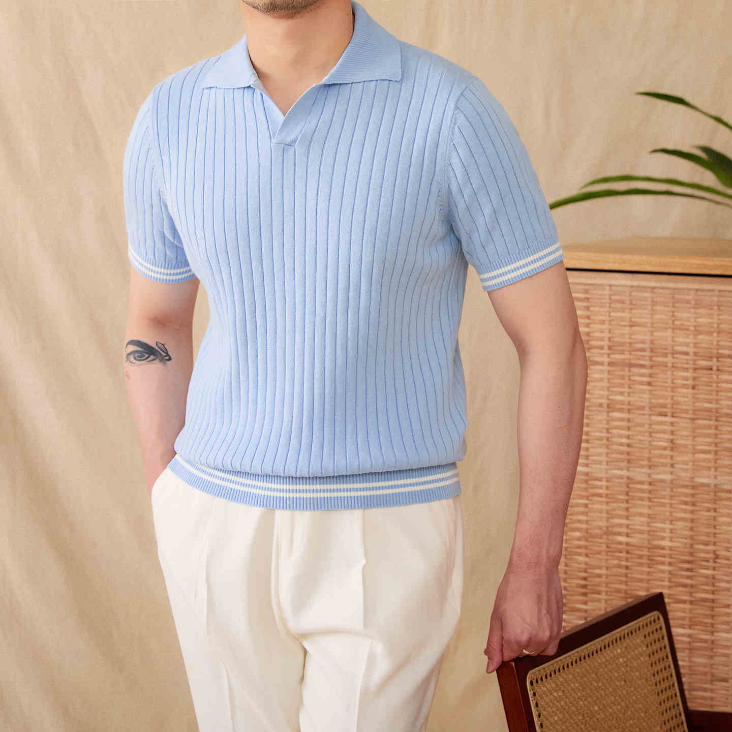 All-matching Lapel T-shirt Trendy Men