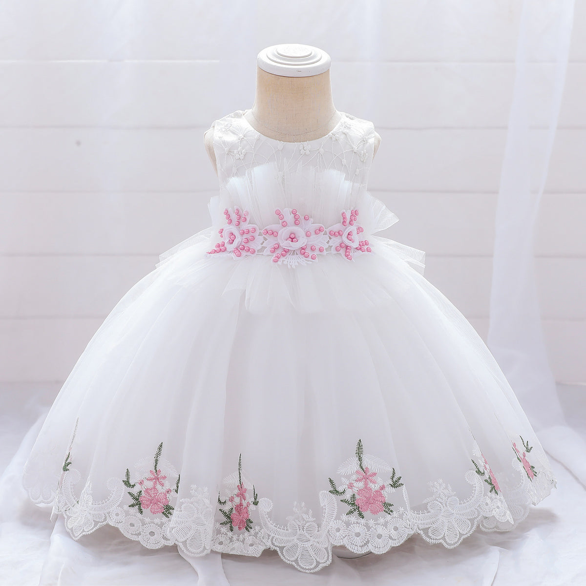 Floral Dress Foot Embroidery Flower Girl Wedding Dress Evening Party