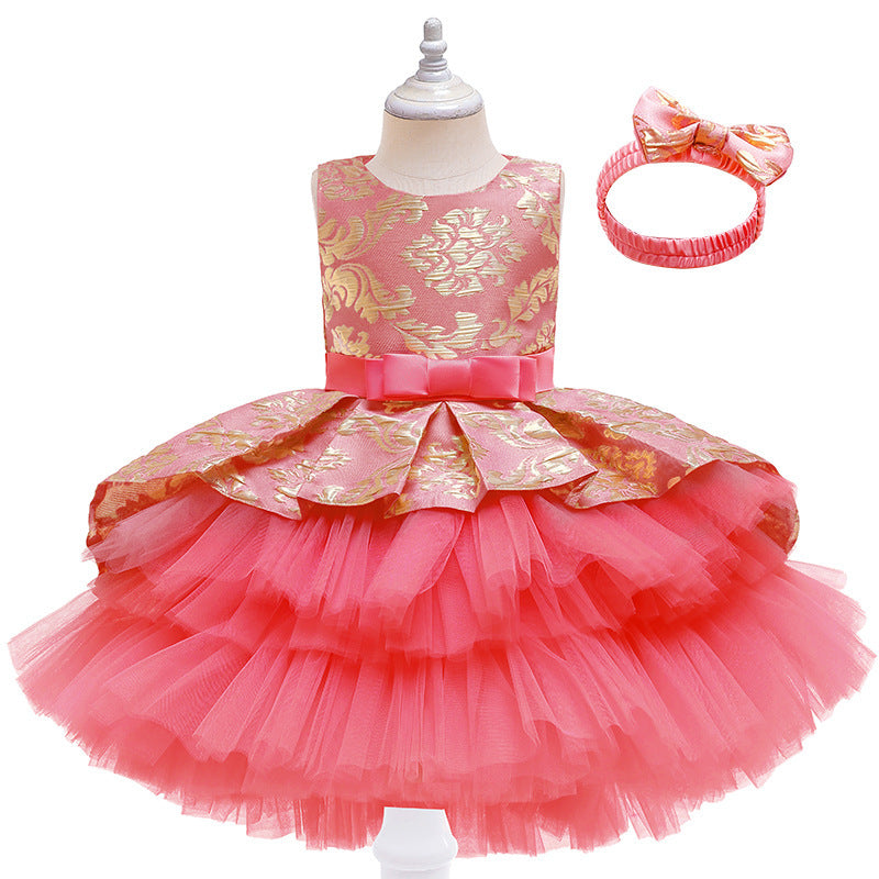 European And American New Girls' Sleeveless Mesh Puffy Dress