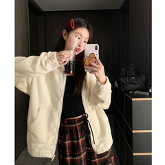 Fleece Women's Hooded Embroidered Warm Fleece Sweater Coat